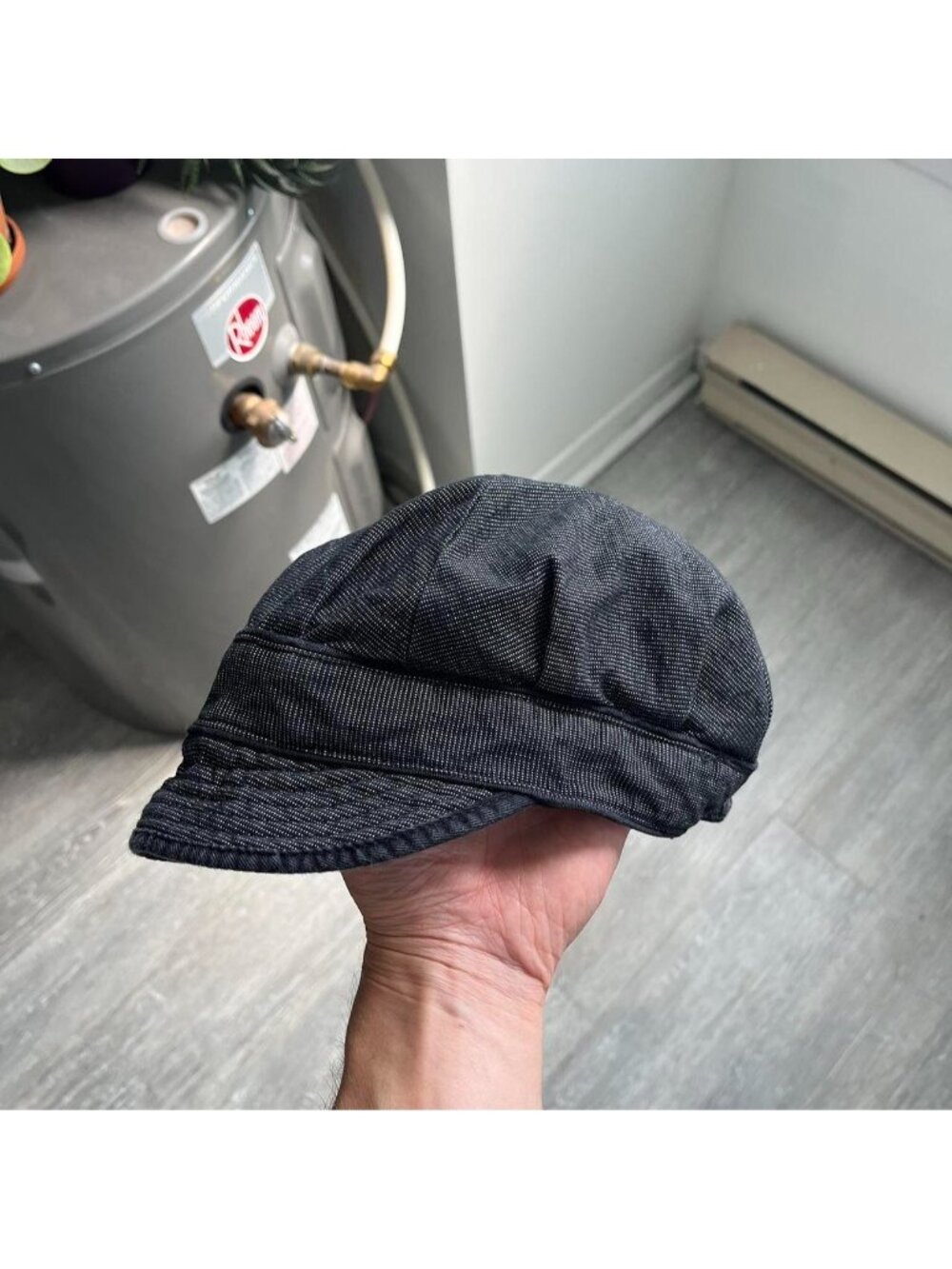 Charcoal Grey / White Newsboy / Y2K Cap (Fits Small)